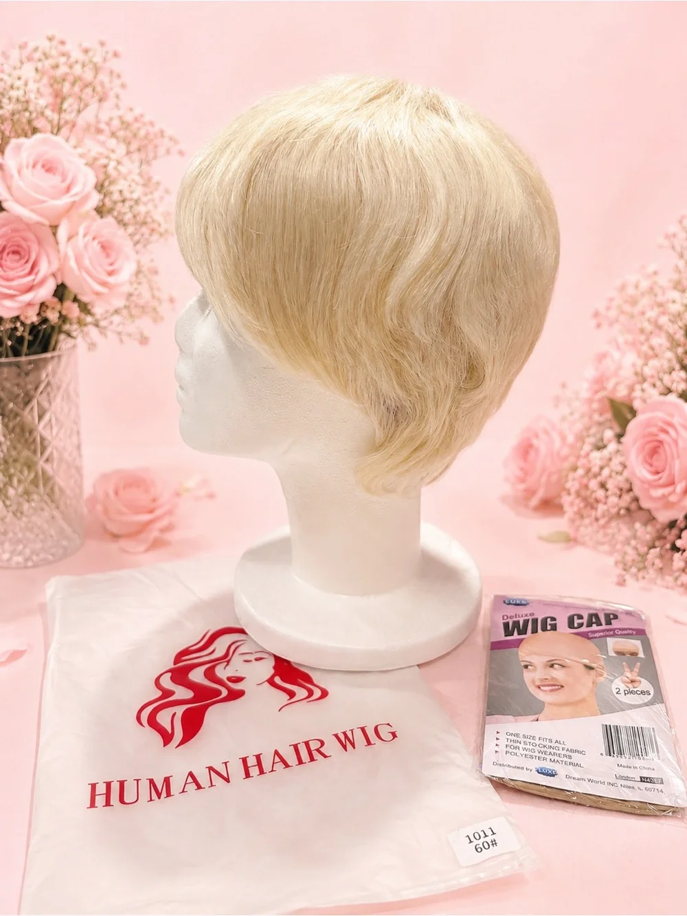 Light Blonde Human Hair Wig – Short Natural Style